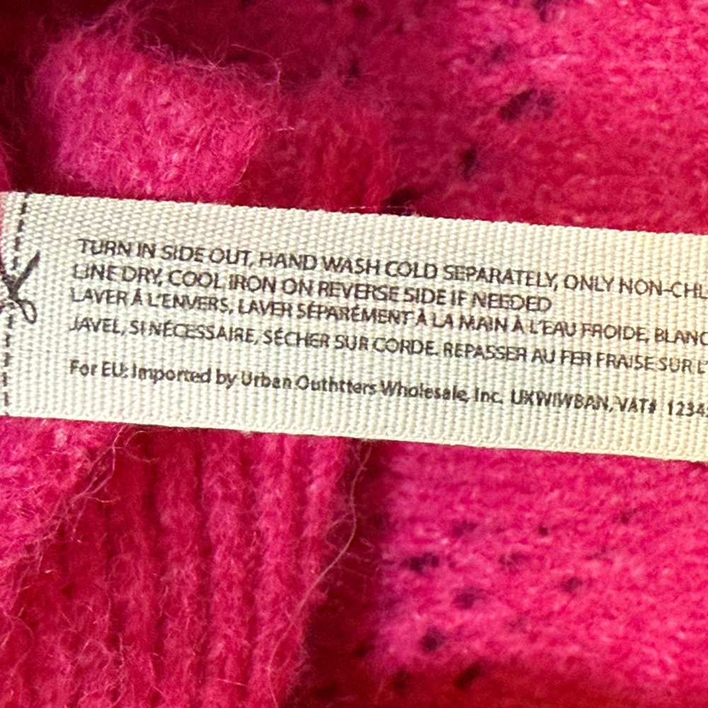 Free People Intimately Hot Pink Wool Blend Knit Tunic Sweater Sz XS/S - Picture 7 of 8